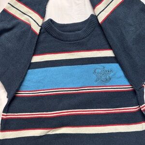 Urban Outfitters Blue and Red Crew Neck Sweater with Stripes